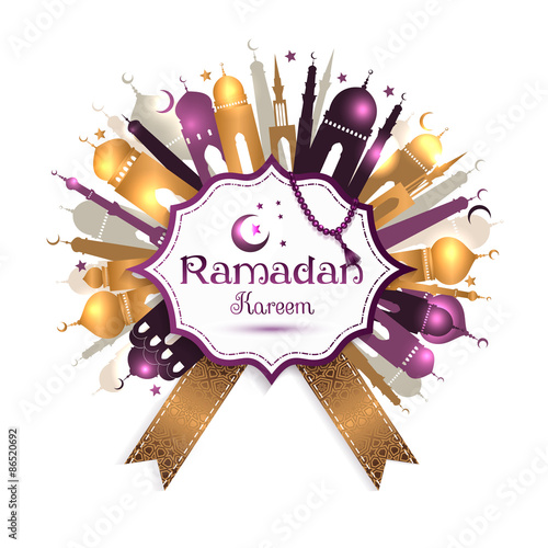 Ramadan Kareem frame with mosque.