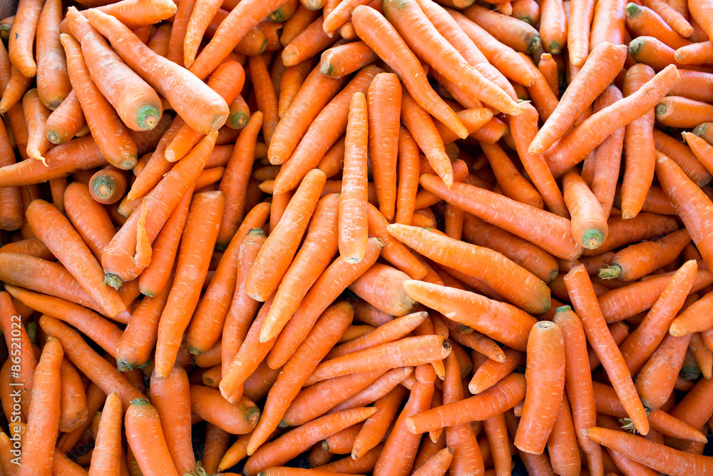 Fresh young carrots on farm market Fresh young carrots on farm market