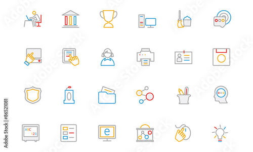 School and Education Colored Outline Vector Icons 4
