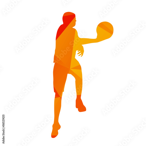 Abstract orange basketball player