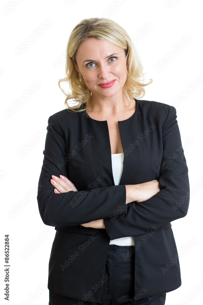Smiling mature business lady. Isolated over white background Smiling mature business lady. Isolated over white background
