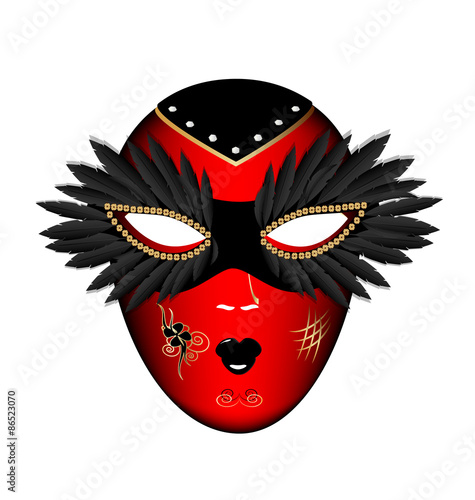 carnival red black mask