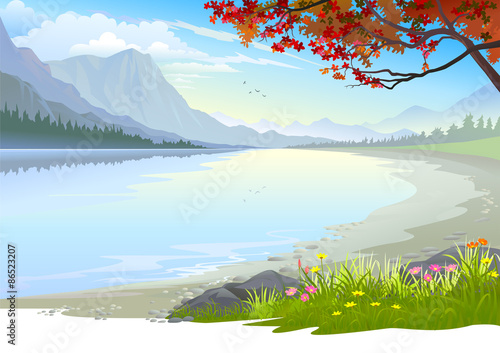 Autumn Leaves and lake 
