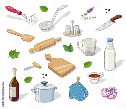 Kitchen utensils. Set of  Eps10 vector illustration. Isolated