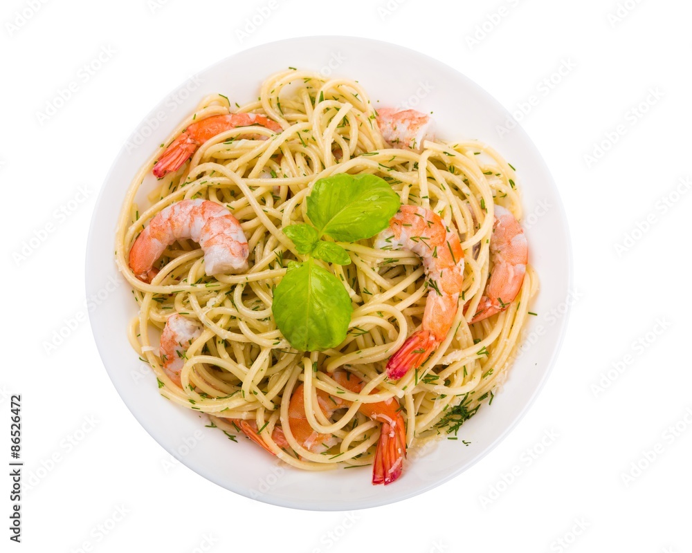 Pasta, Food, Shrimp.