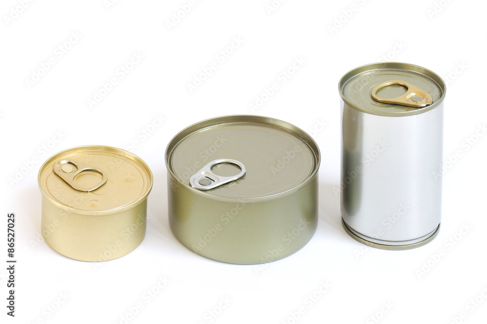 3 size of aluminium can food isolated. 3 size of aluminium can food isolated.