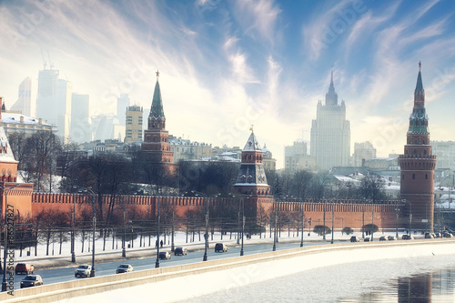 Photography Moscow Kremlin Cathedral winter landscape embankment