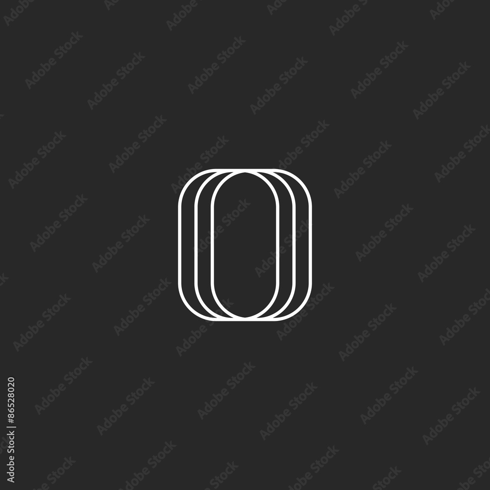 Letter O logo modern monogram, black and white mockup business card Letter O logo modern monogram, black and white mockup business card