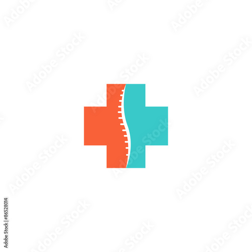 Abstract spine logo, medical cross orthopedic spinal icon