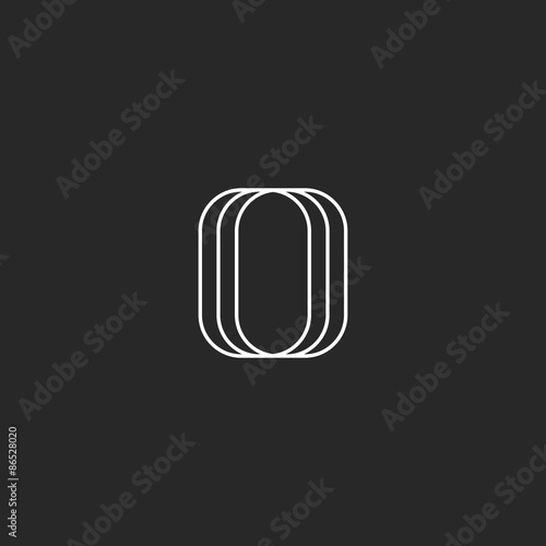 Letter O logo modern monogram, black and white mockup business card