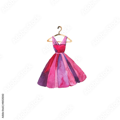 Vector watercolor pink dress
