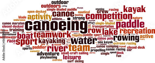 Canoeing word cloud concept. Vector illustration