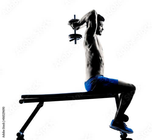 Fototapeta man exercising fitness weights Bench exercises 