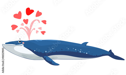 Bryde's whale spurt water with heart vector