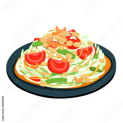 spicy popular papaya Thai salad vector