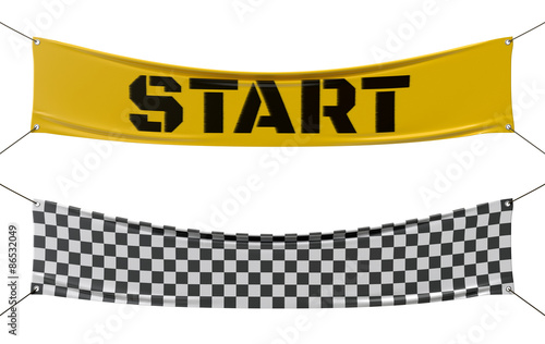 Starting and finishing checkered line banners.