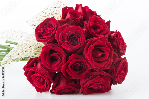 red rose bouquet on white background