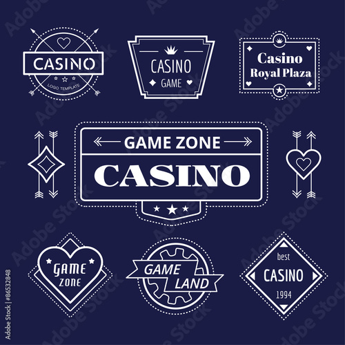 Casino vector logo icons set. Poker, cards or game and money