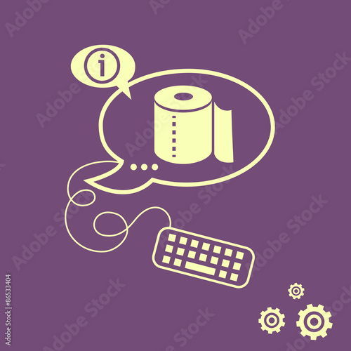 Toilet paper icon and keyboard design elements.