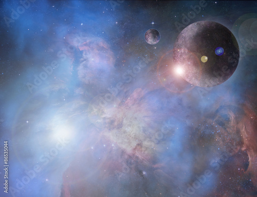 Bright Nebula with planets