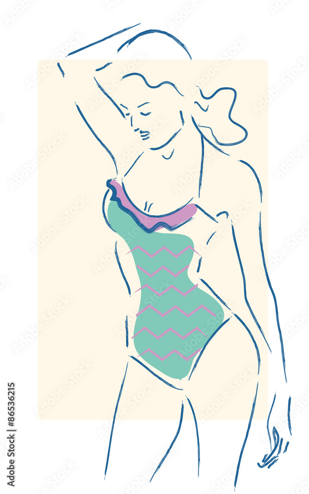 Illustration of a Beautiful Woman in Swimsuit Illustration of a Beautiful Woman in Swimsuit