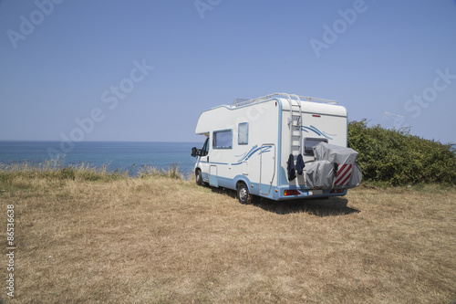 sea caravan summer holidays, modern car