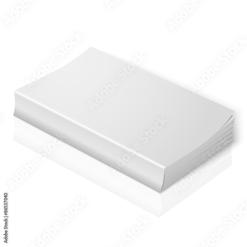 Realistic blank softcover book. Isolated on white background
