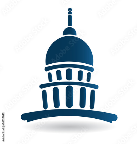 Capitol building blue illustration icon vector logo design