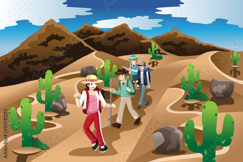 People Hiking in the Desert