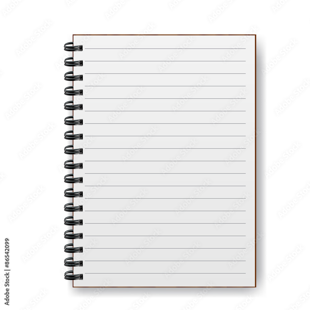 Blank realistic spiral notebook with shadow Blank realistic spiral notebook with shadow