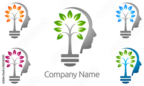 brain, mind, thinks, brand, leaf, green, growth, vector, logo