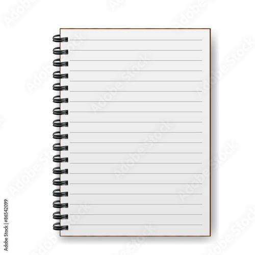 Blank realistic spiral notebook with shadow photo