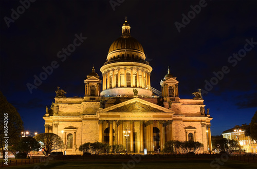 St. Isaac's Cathedral in May, night, illuminated