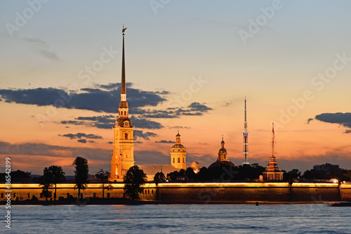 Peter and Paul fortress view from the Palace embankment of the Neva