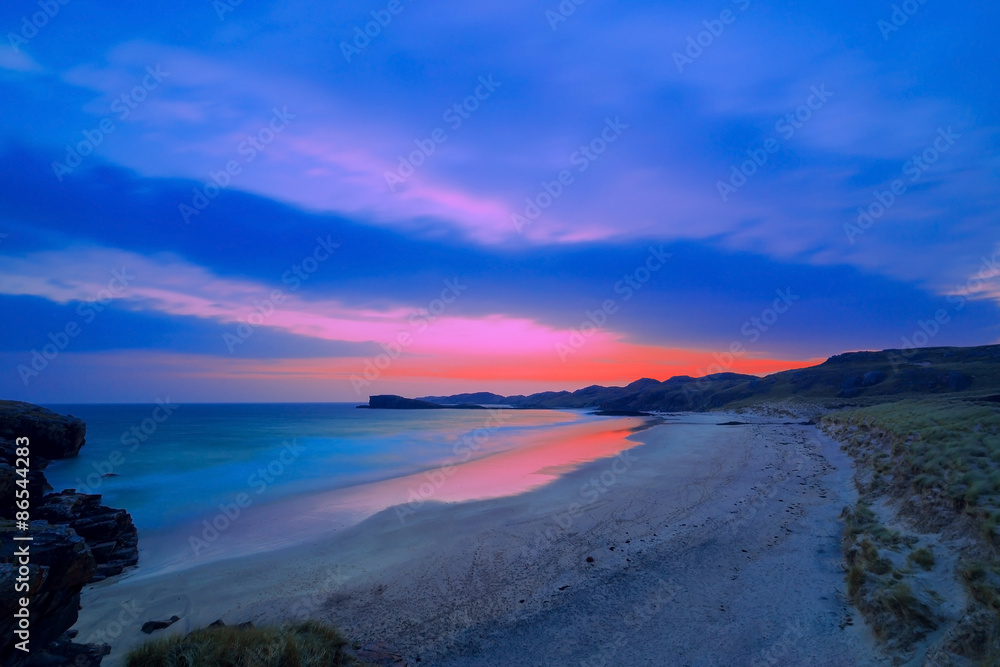 Colorful night landscape of famous Oldshoremore beach in Norther