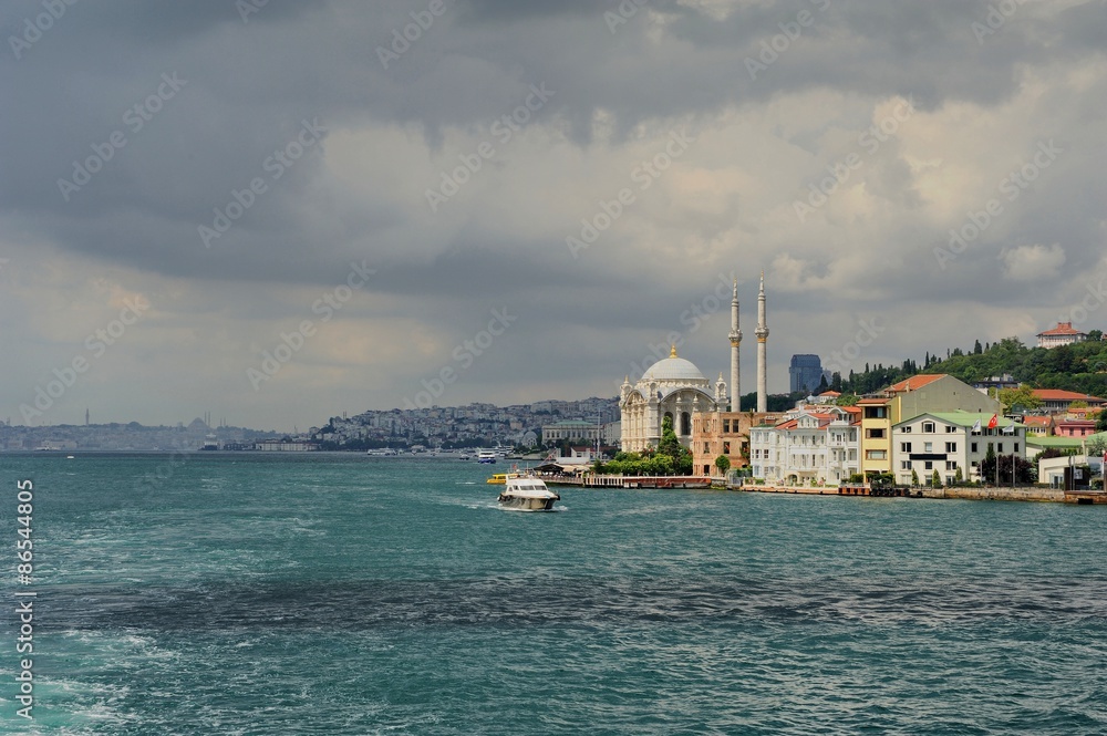 Ortakoy mosque and Bosphorus bridge, Istanbul, Turkey- Buyuk Mecidiye Cami