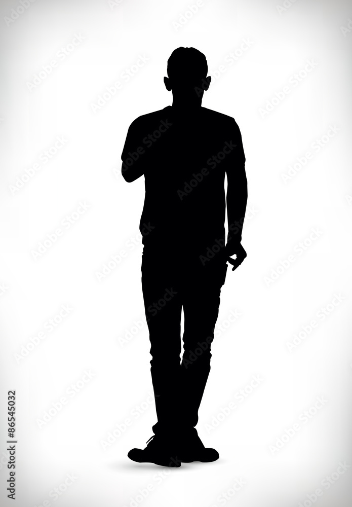 Black silhouette of a man isolated on a white background