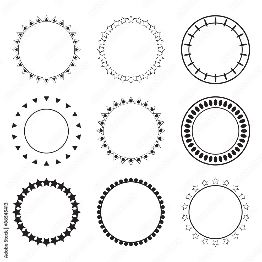 Set of round frames. Decoration design elements. Ethnic borders Set of round frames. Decoration design elements. Ethnic borders