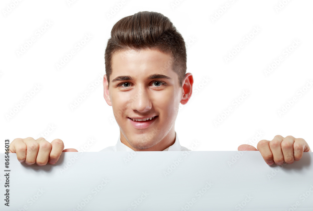 man holding blank billboard man holding blank billboard