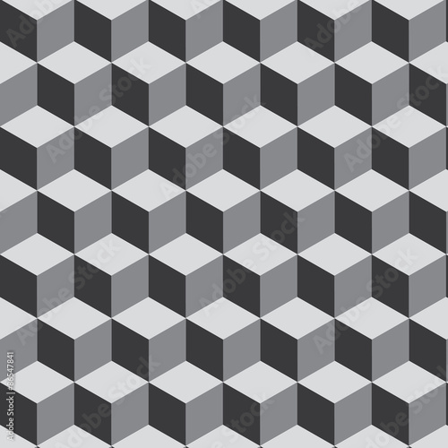 3D Cube on grayscale pattern