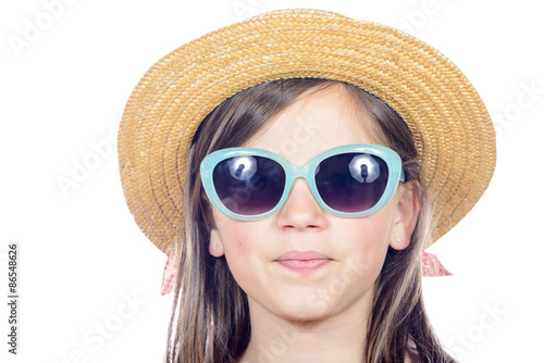portrait of a pretty little girl with sunglasses