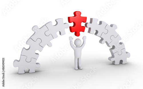 Puzzle pieces connection by special piece