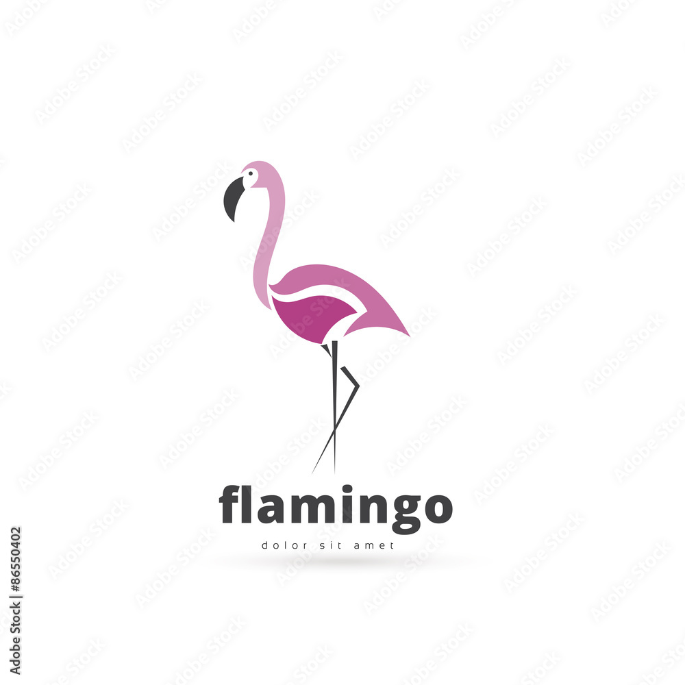 Fototapeta premium Artistic stylized flamingo icon. Silhouette birds. Creative art logo design. Vector illustration.