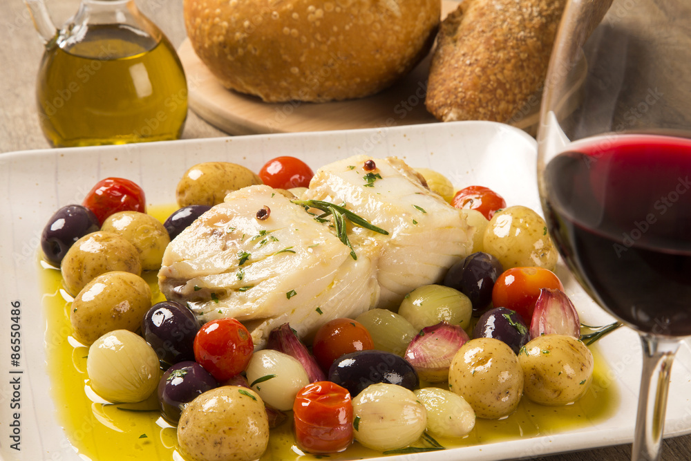 A typical Portuguese dish with codfish called Bacalhau do Porto A typical Portuguese dish with codfish called Bacalhau do Porto