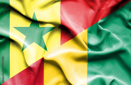 Waving flag of Guinea and Senegal