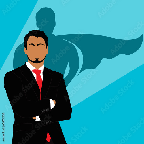 Businessman, superman, shadow, vector