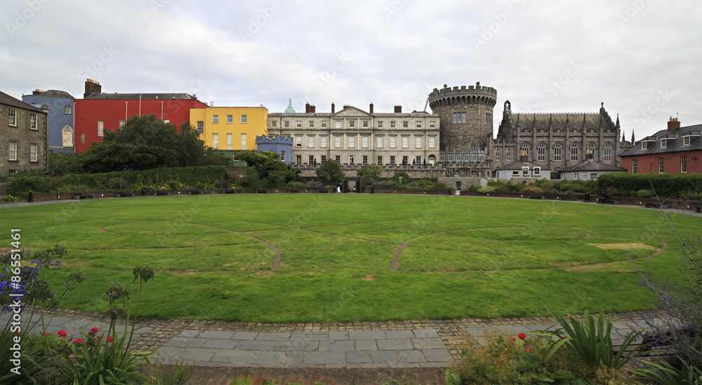 Dublin Castle, seen from the park to south, outside walls.