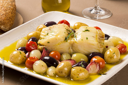 Obraz na płótnie A typical Portuguese dish with codfish called Bacalhau do Porto w salonie