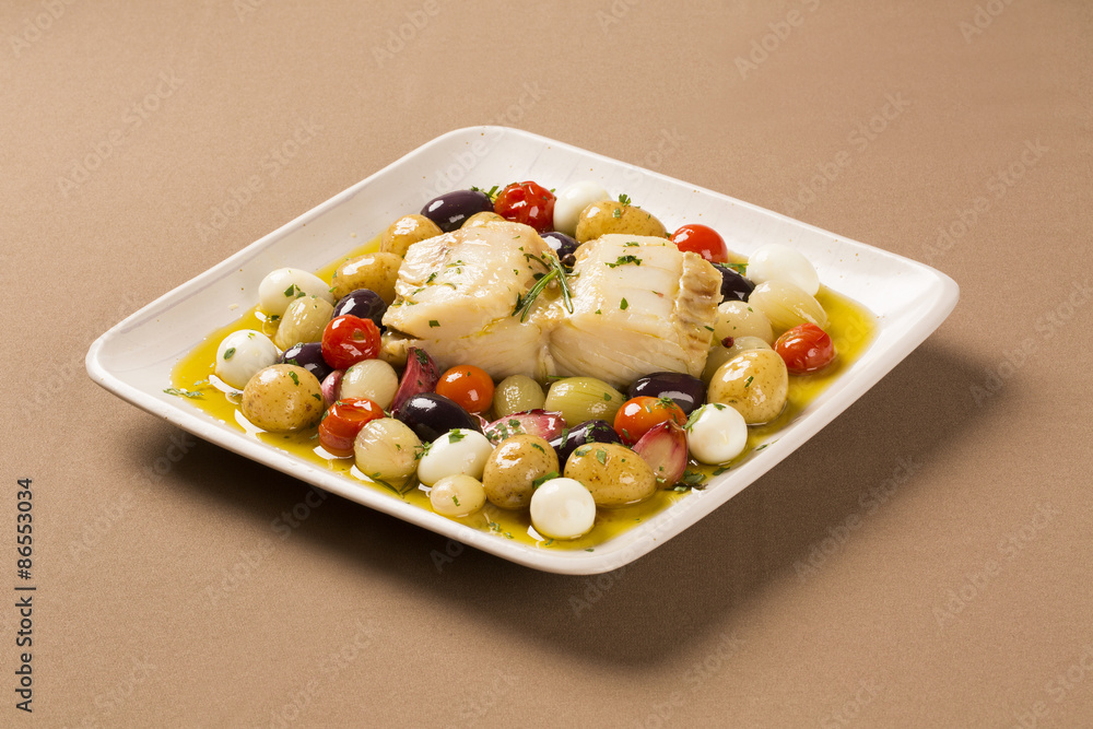 A typical Portuguese dish with codfish called Bacalhau do Porto