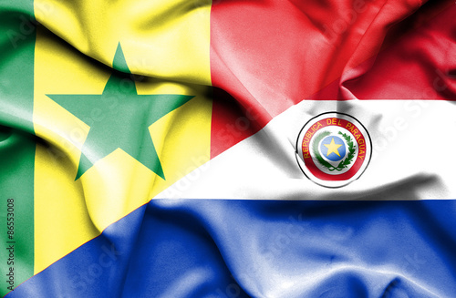 Waving flag of Paraguay and Senegal